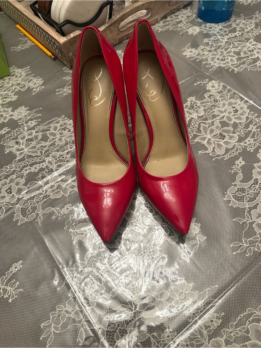 Sam Edelman Red Patent Pointed-Toe Pumps